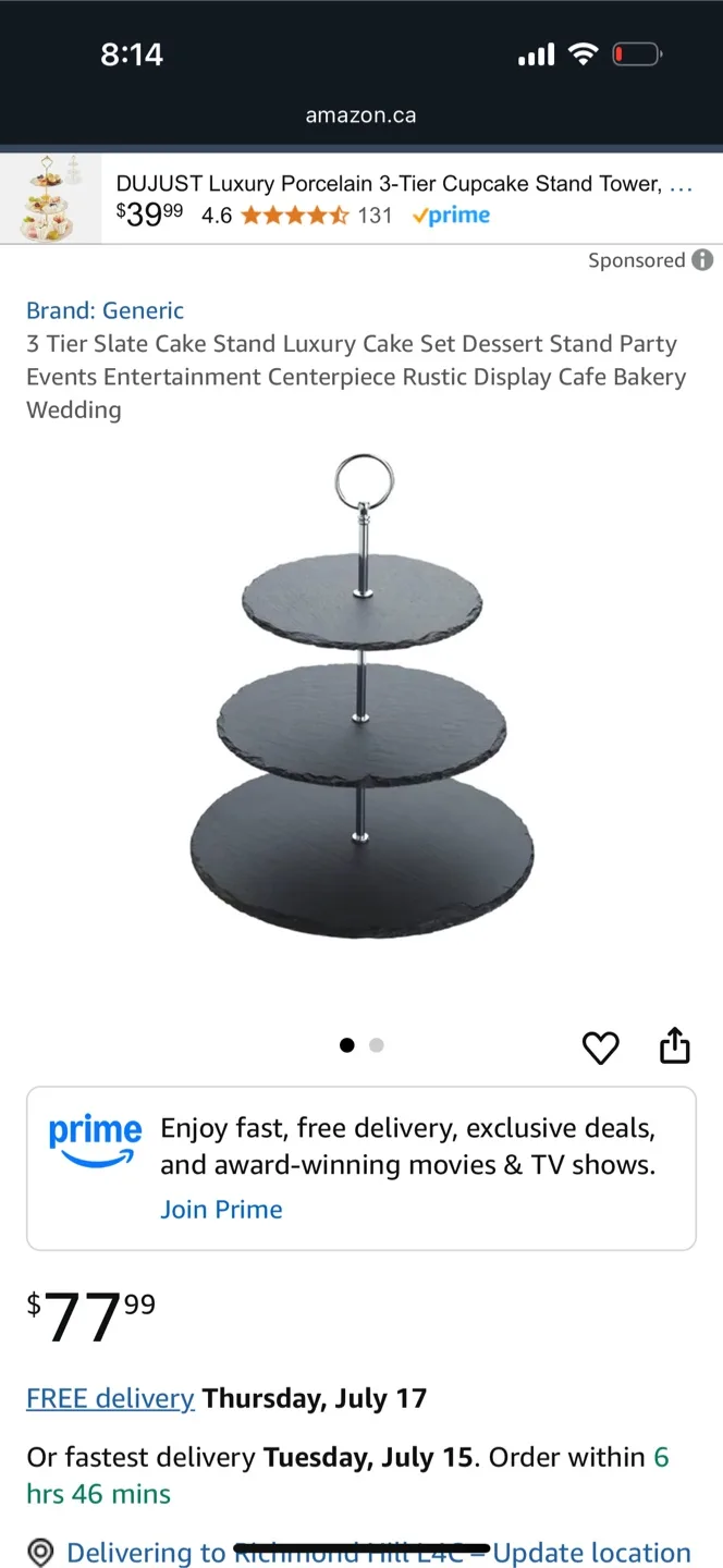 LA-Z-BOY 3-tier Slate Serving Tray - New in Box! image indicator(3)