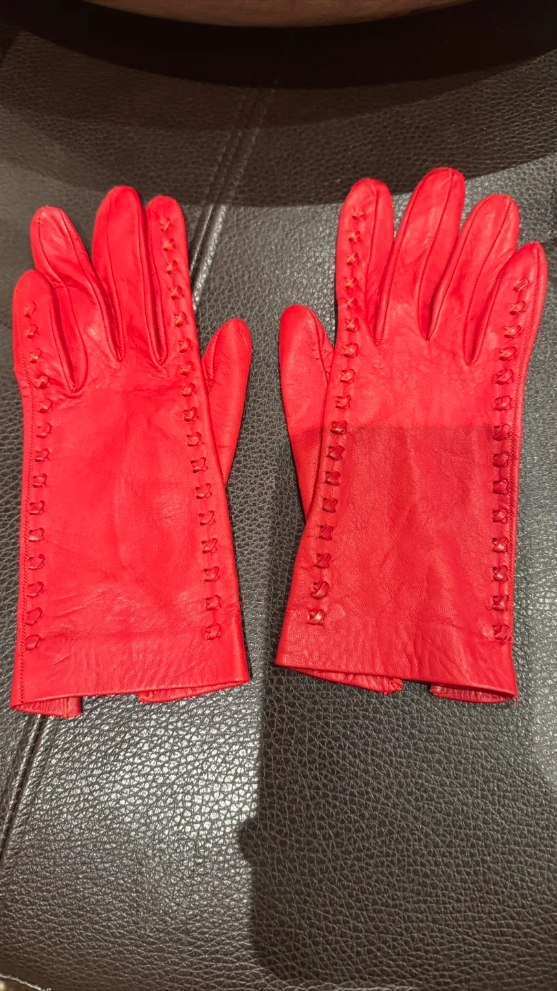 Women’s Leather Driving Gloves - 2 pairs Red & Caramel thumbnail