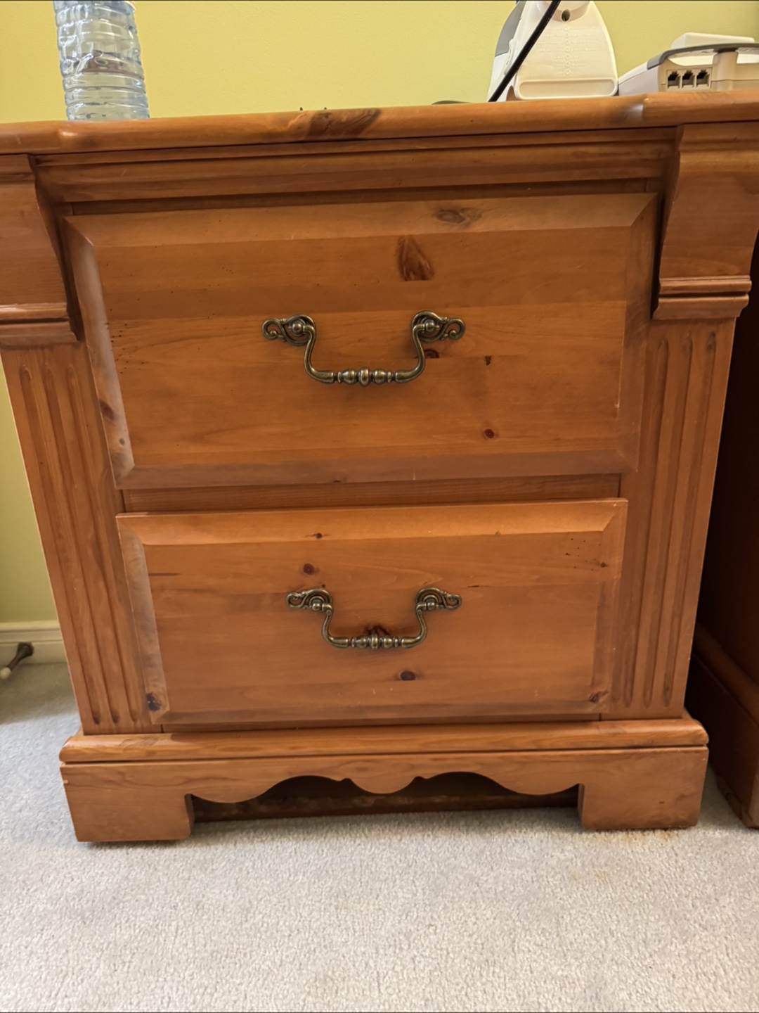 Wooden Nightstand with Two Drawers