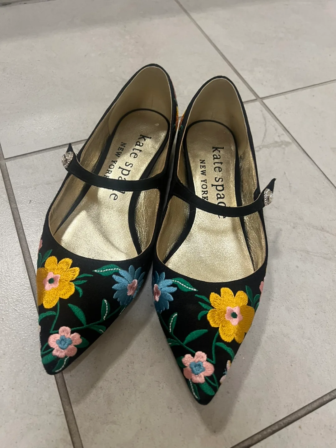 Kate Spade Floral Embroidered Flats - Size 7 thumbnail