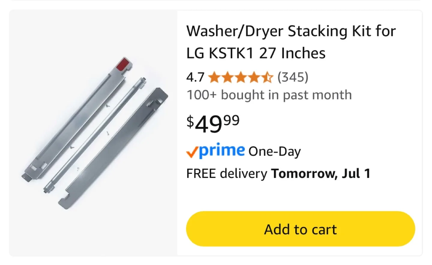 Washer/dryer stacking kit thumbnail