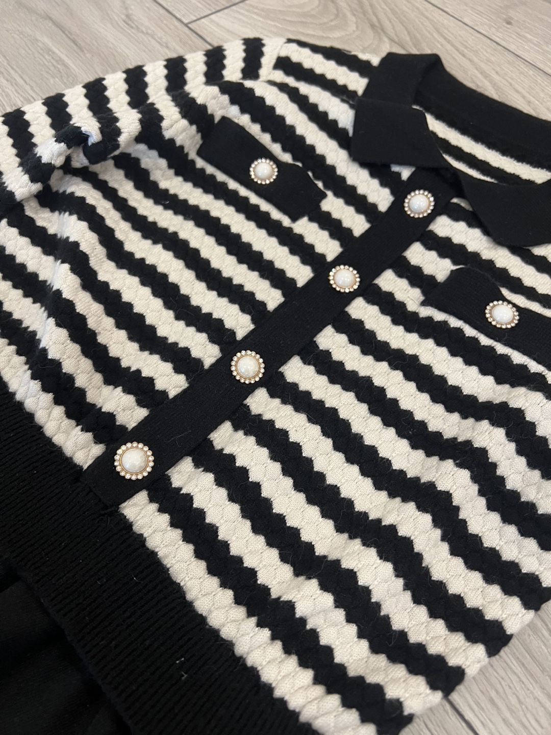 Striped Knit & Black Skirt Dress - photo 2