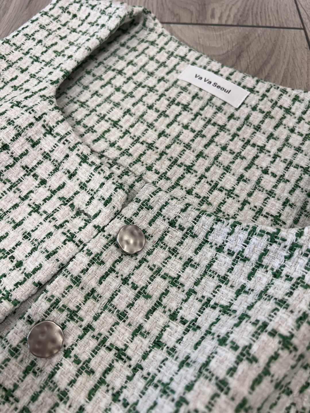 Seoul Green & White Tweed Vest - photo 2