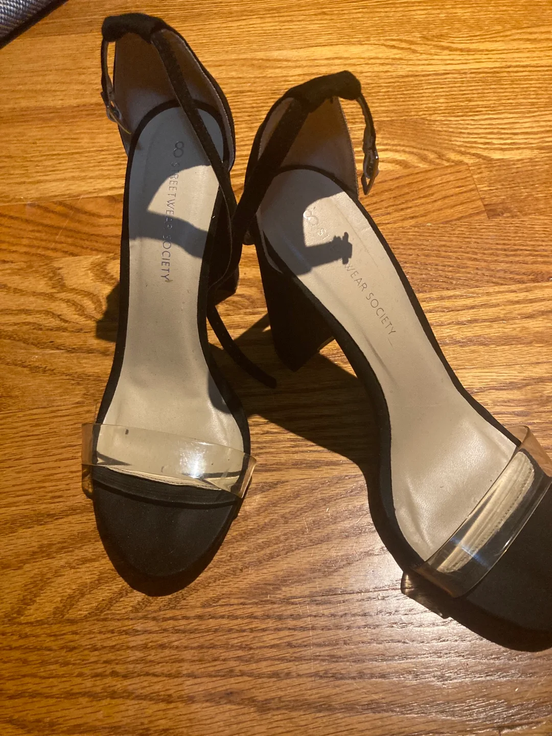 Wear Society Black Heels with Clear Strap thumbnail
