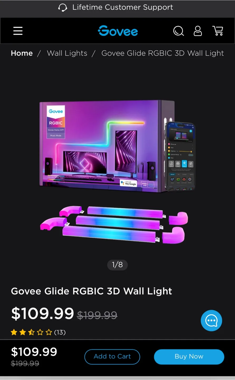 Govee Glide RGBIC 3D Wall Light thumbnail