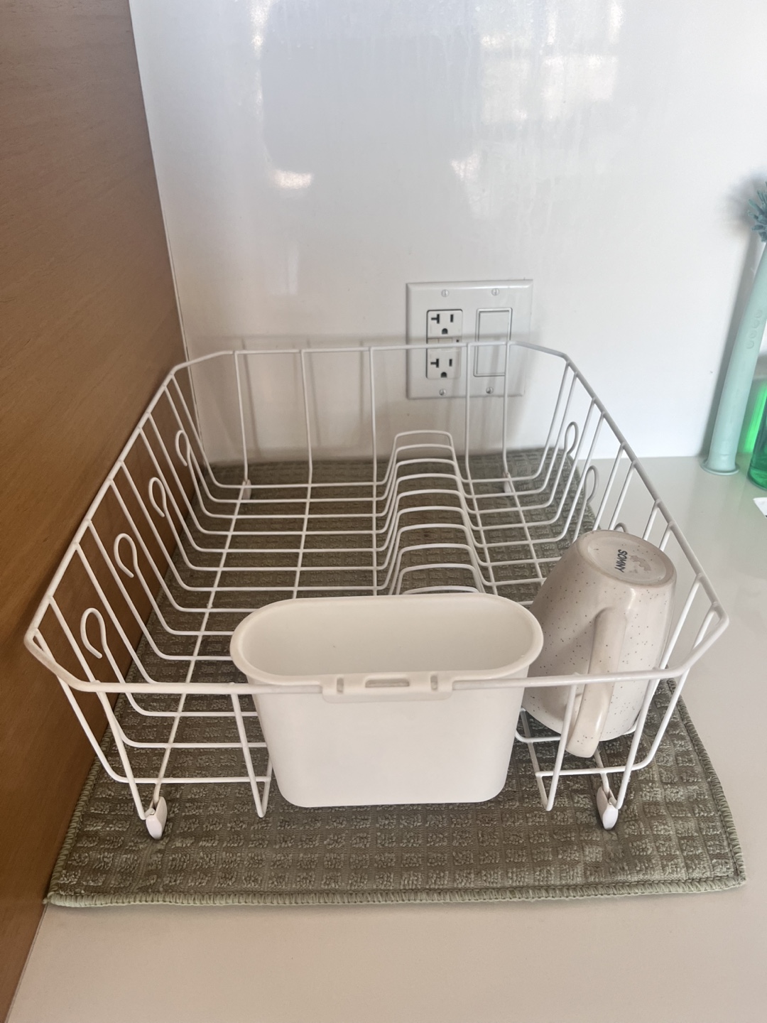 White Dish Rack with Utensil Holder