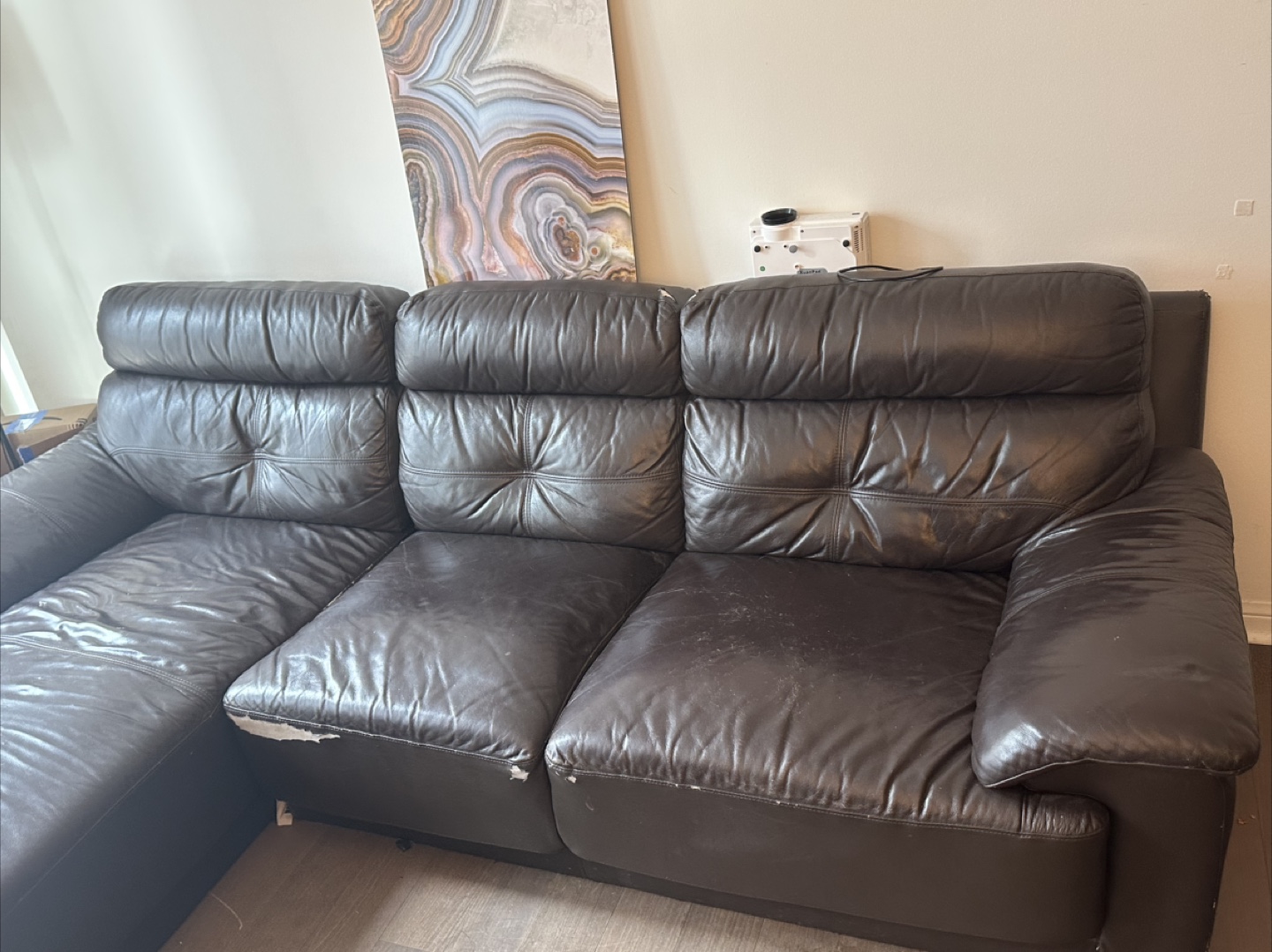 Brown Leather Sectional Sofa - photo 2
