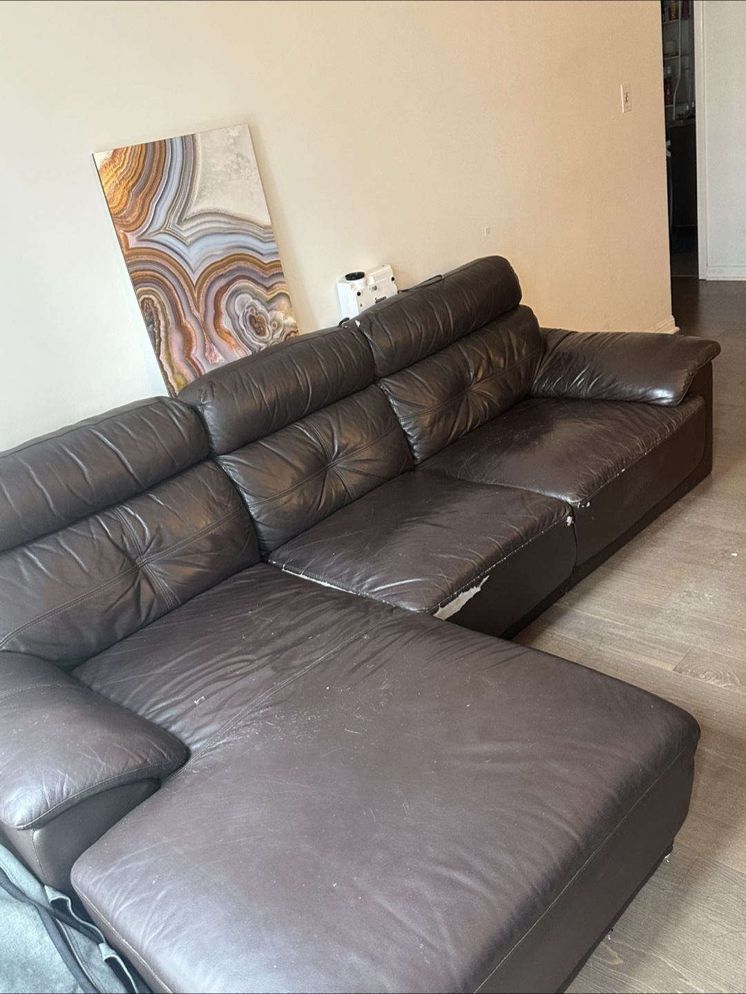 Brown Leather Sectional Sofa - photo 4