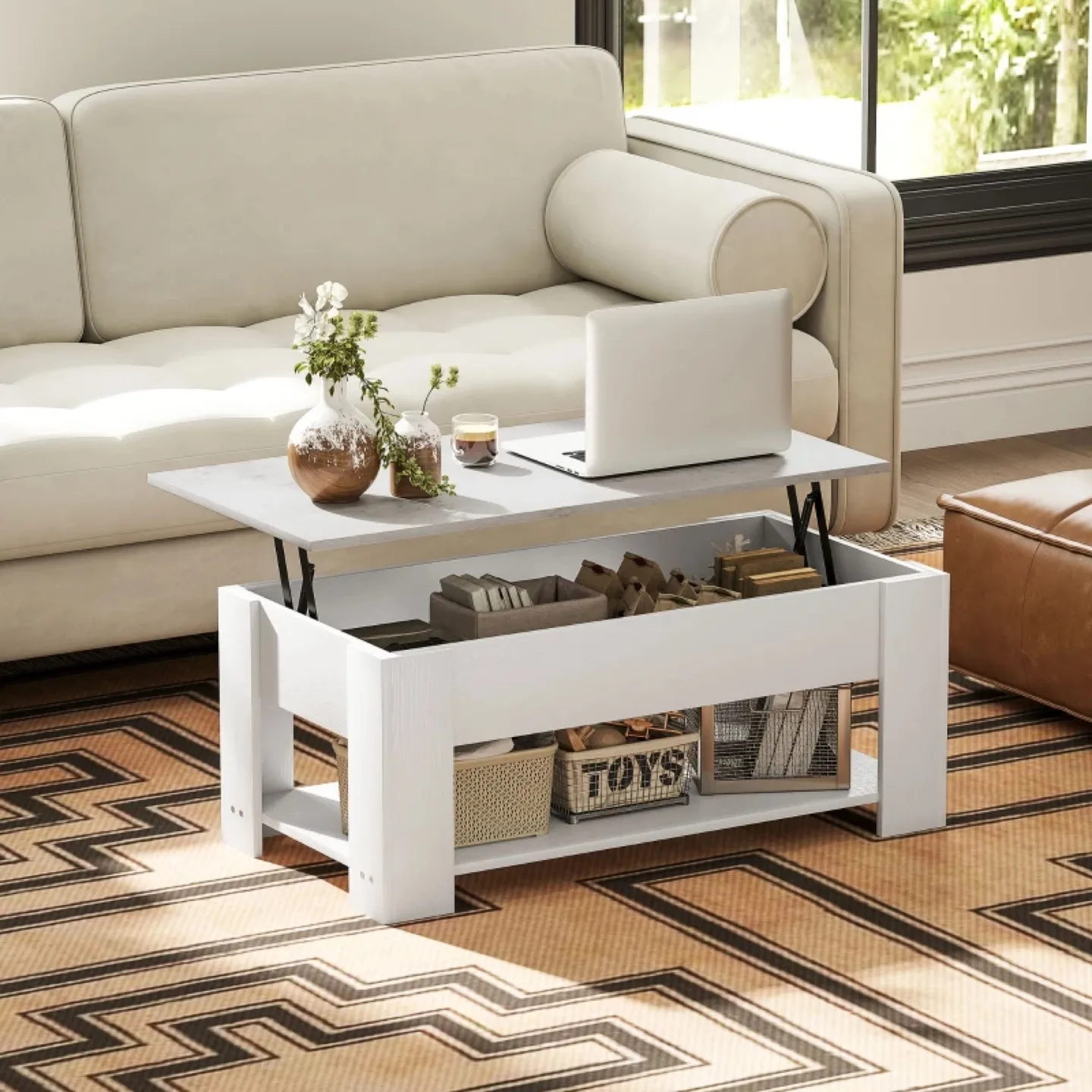 Lift Top Coffee Table - White thumbnail