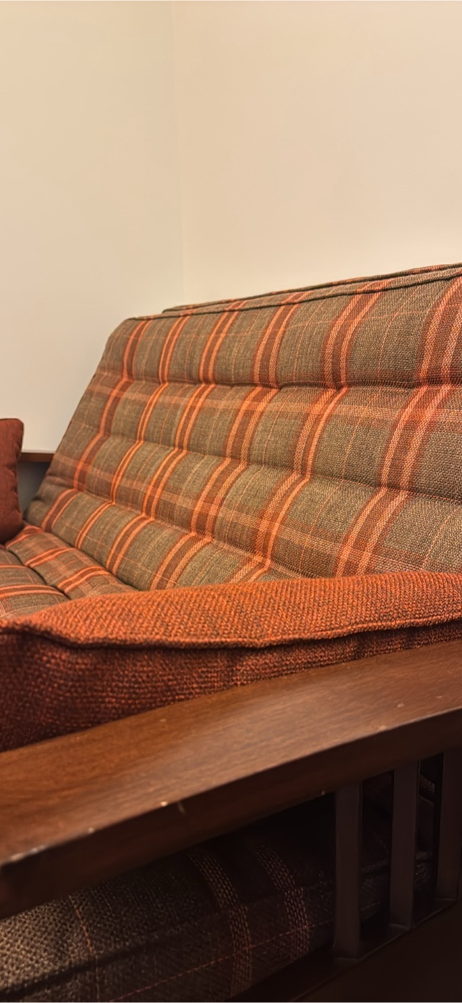 Vintage Plaid Sofa with Cushions & Ottoman - photo 3