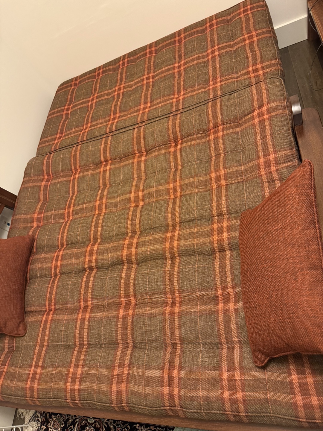 Vintage Plaid Sofa with Cushions & Ottoman - photo 2