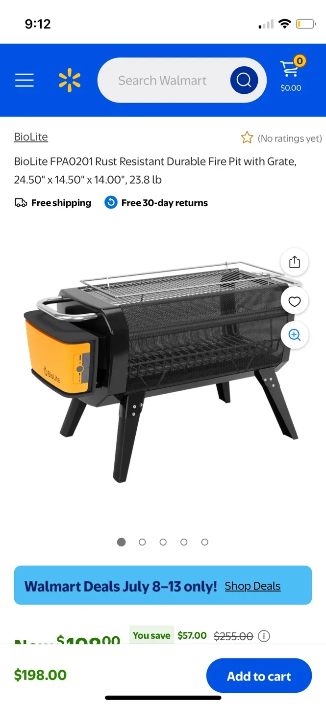 BioLite FPAO201 Fire Pit w/Grill - 24.5" x 14.5" x 14" thumbnail
