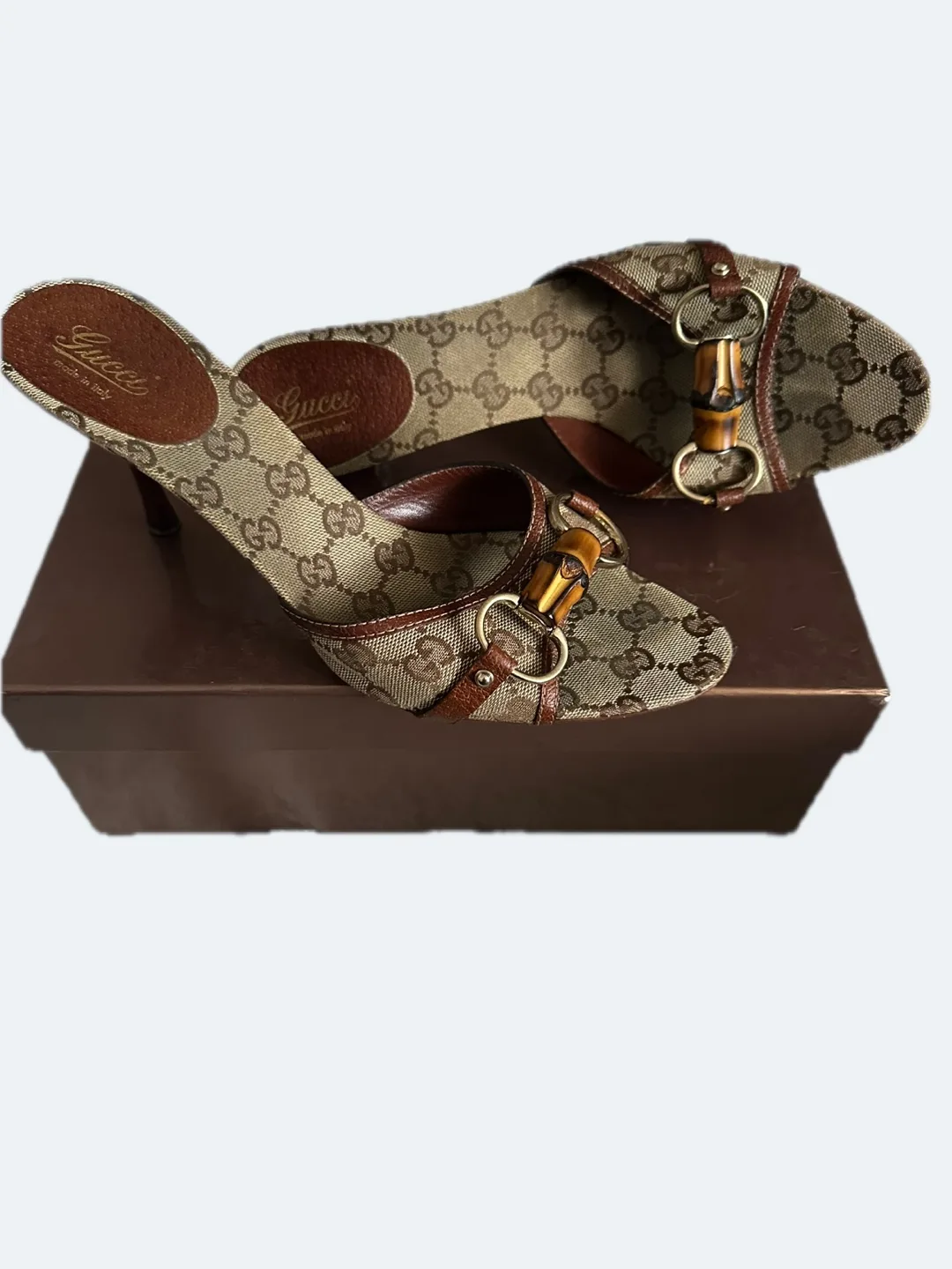 Gucci Monogram Canvas Mules thumbnail