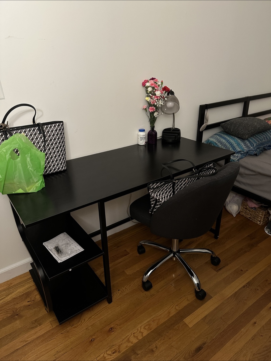 Black Desk with Shelves