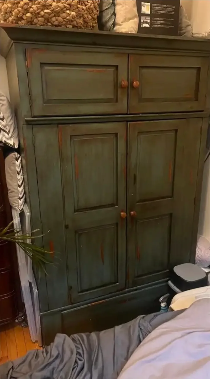 Green Painted Wood Cupboard thumbnail