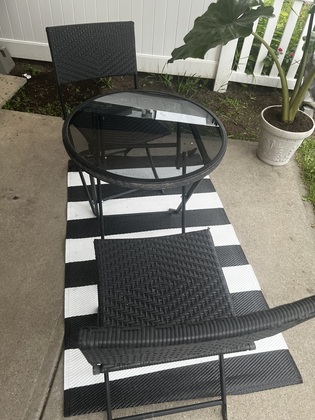 Black Wicker Patio Set - Table & 2 Chairs