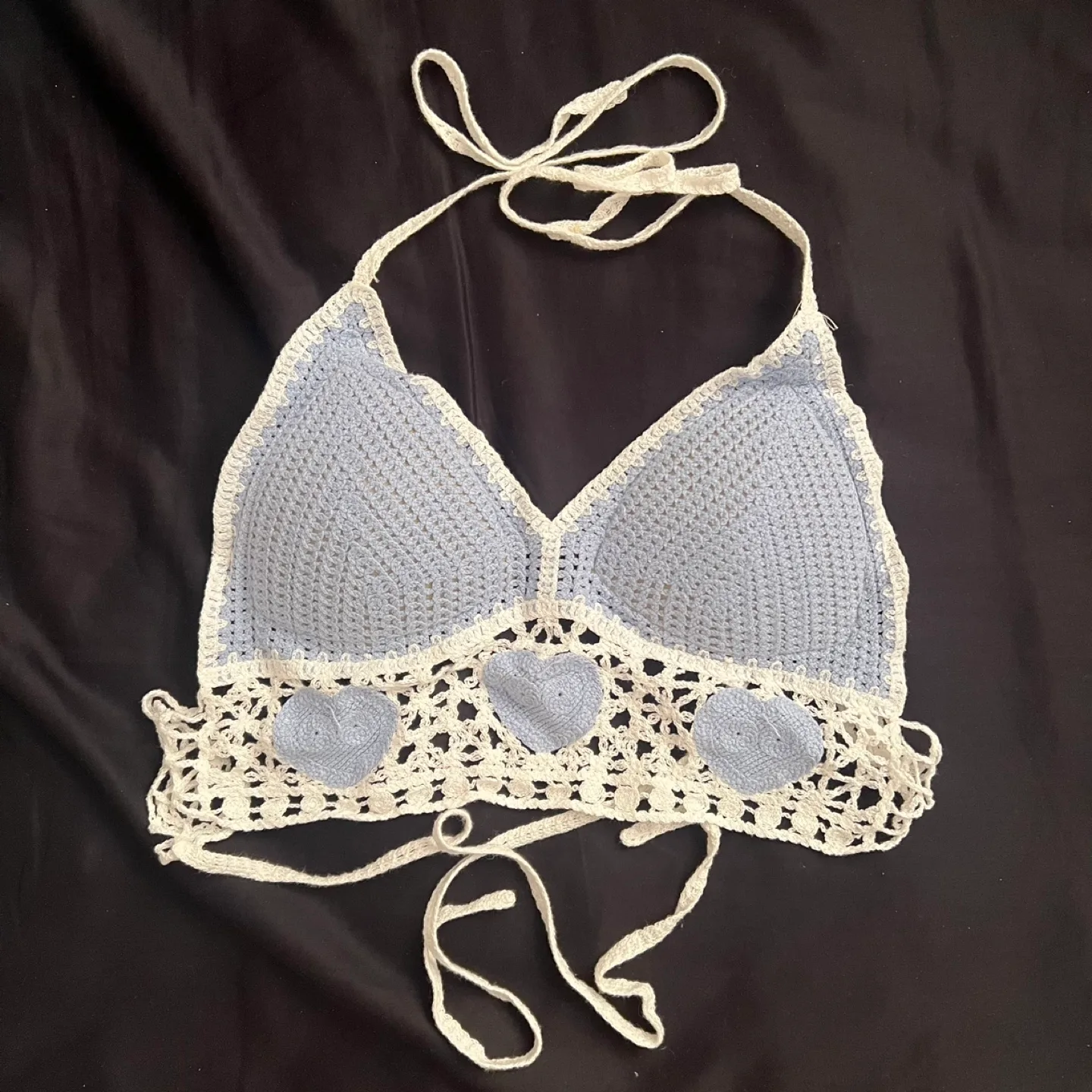 BRAND NEW Blue/White Crochet Bralette thumbnail