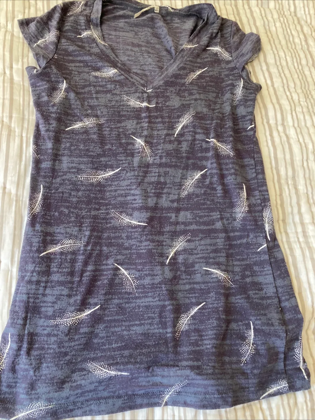Feather Print T-Shirt - Blue thumbnail