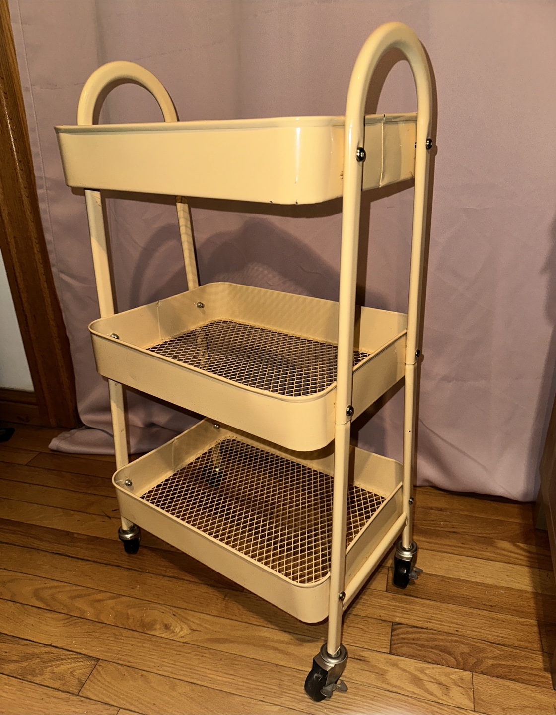 3-Tier Rolling Cart, Metal Rolling Storage Cart - photo 2