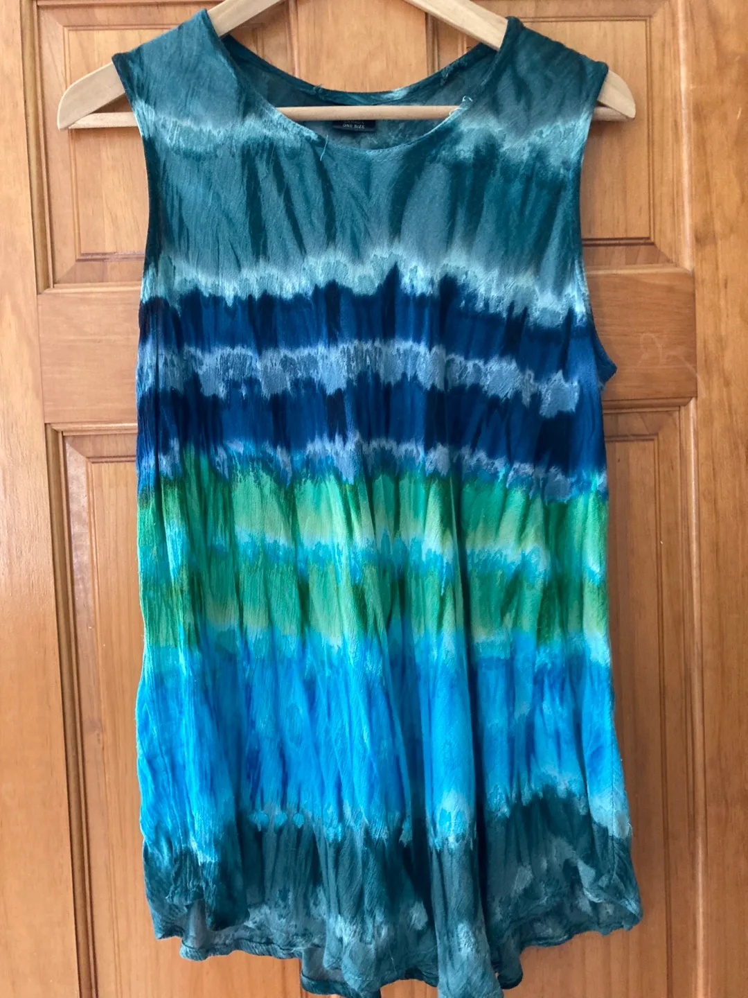 Tie-Dye Sleeveless Tunic - Blue, Green thumbnail