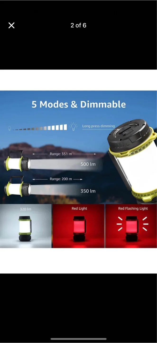 Rechargeable LED Camping Lantern - Power Bank, brand new image indicator(2)