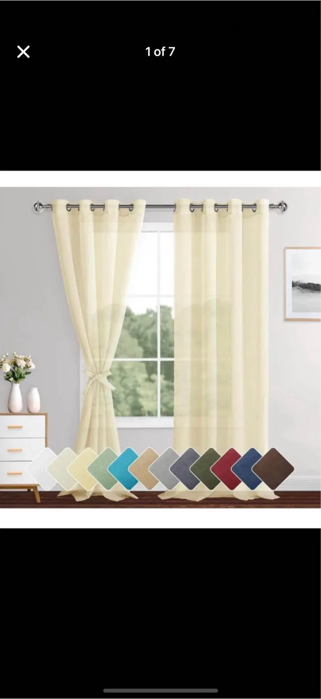Sheer Curtains - Grommet Top, Soft Touch Material, brand new thumbnail