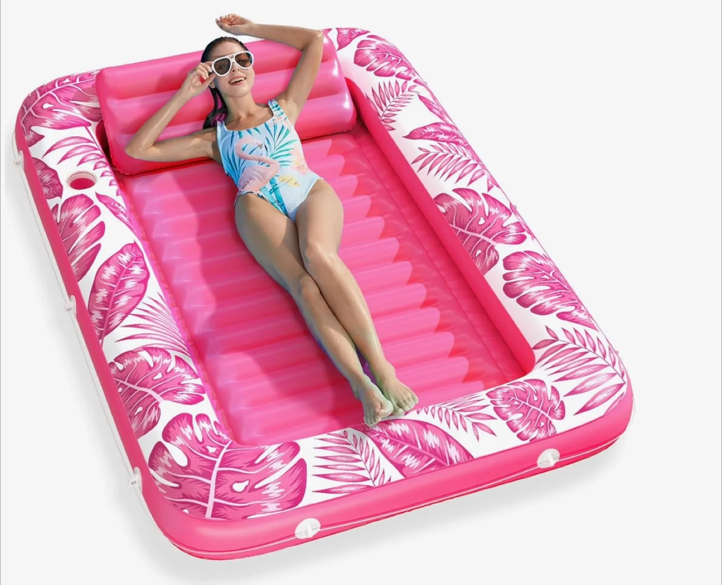 Pink Inflatable Pool Float with Headrest thumbnail