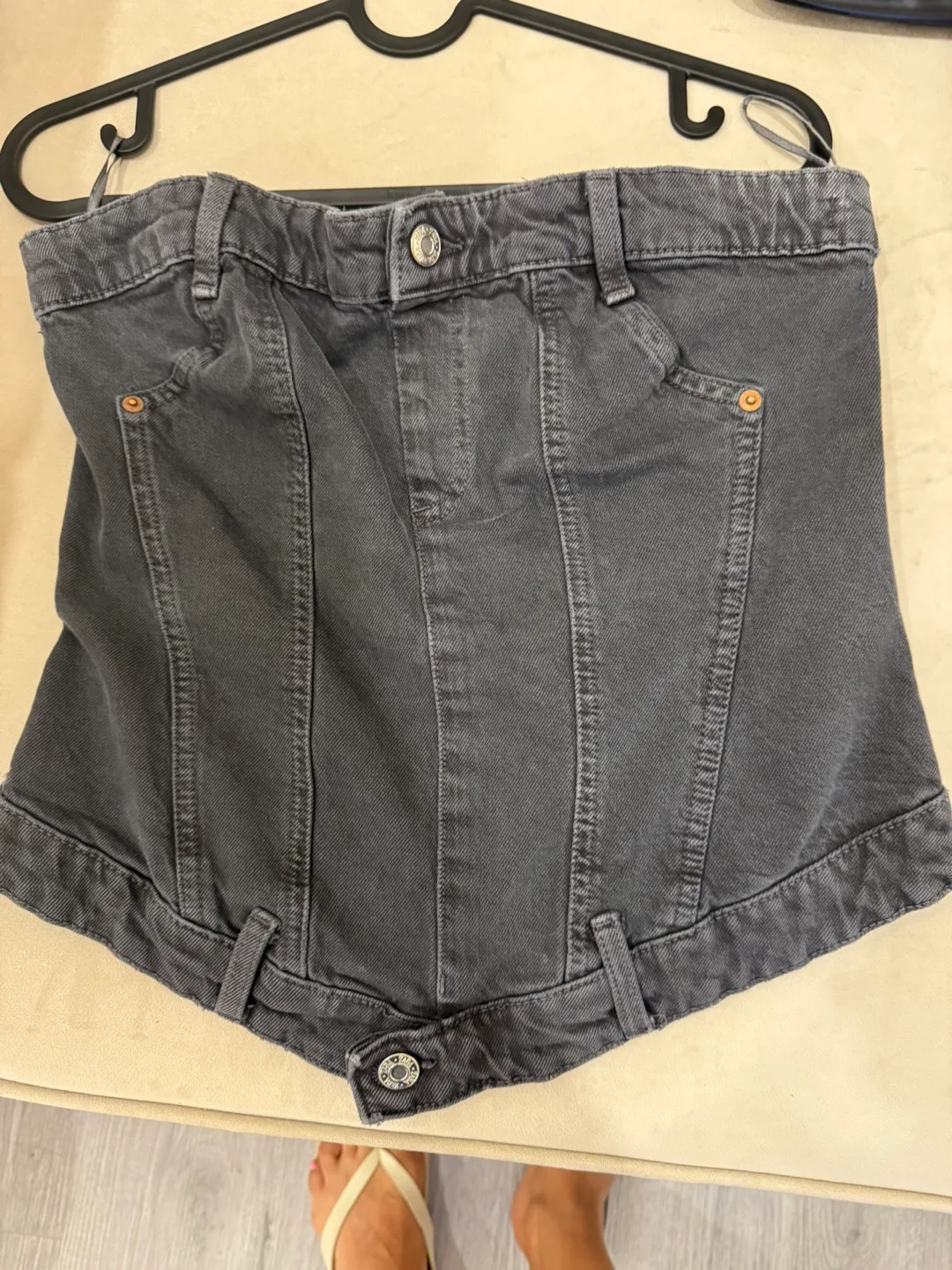 Zara Denim Corset Top - Size M thumbnail