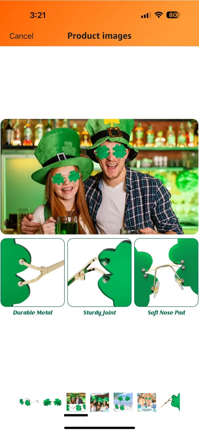 St. Patrick's Day Shamrock Sunglasses image indicator(3)