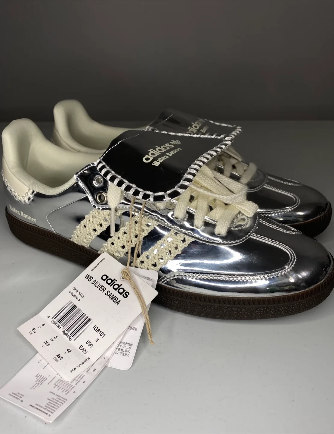 Adidas x Wales Bonner Silver Samba, Size 8.5 thumbnail