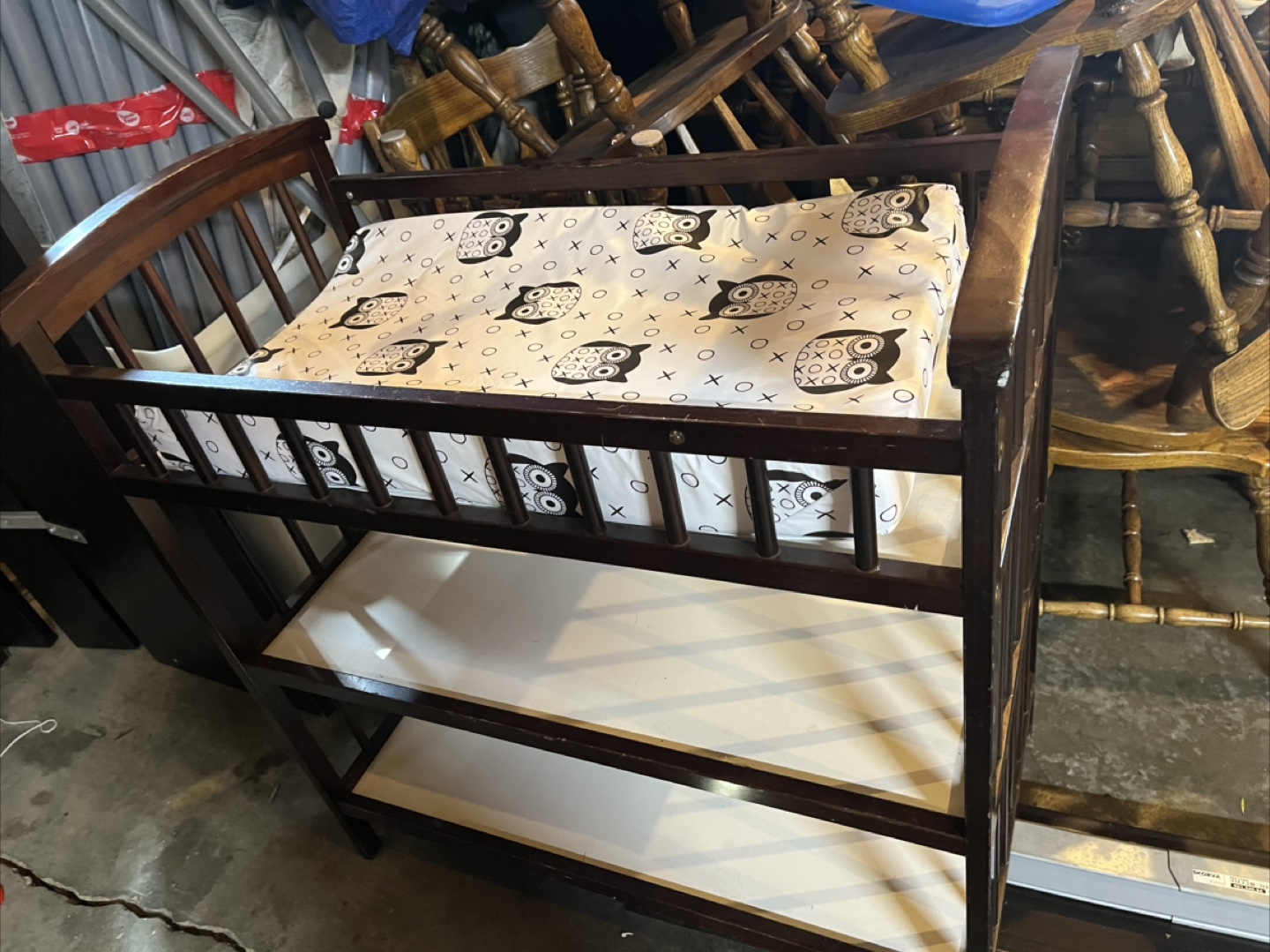 Dark Brown Wood Changing Table