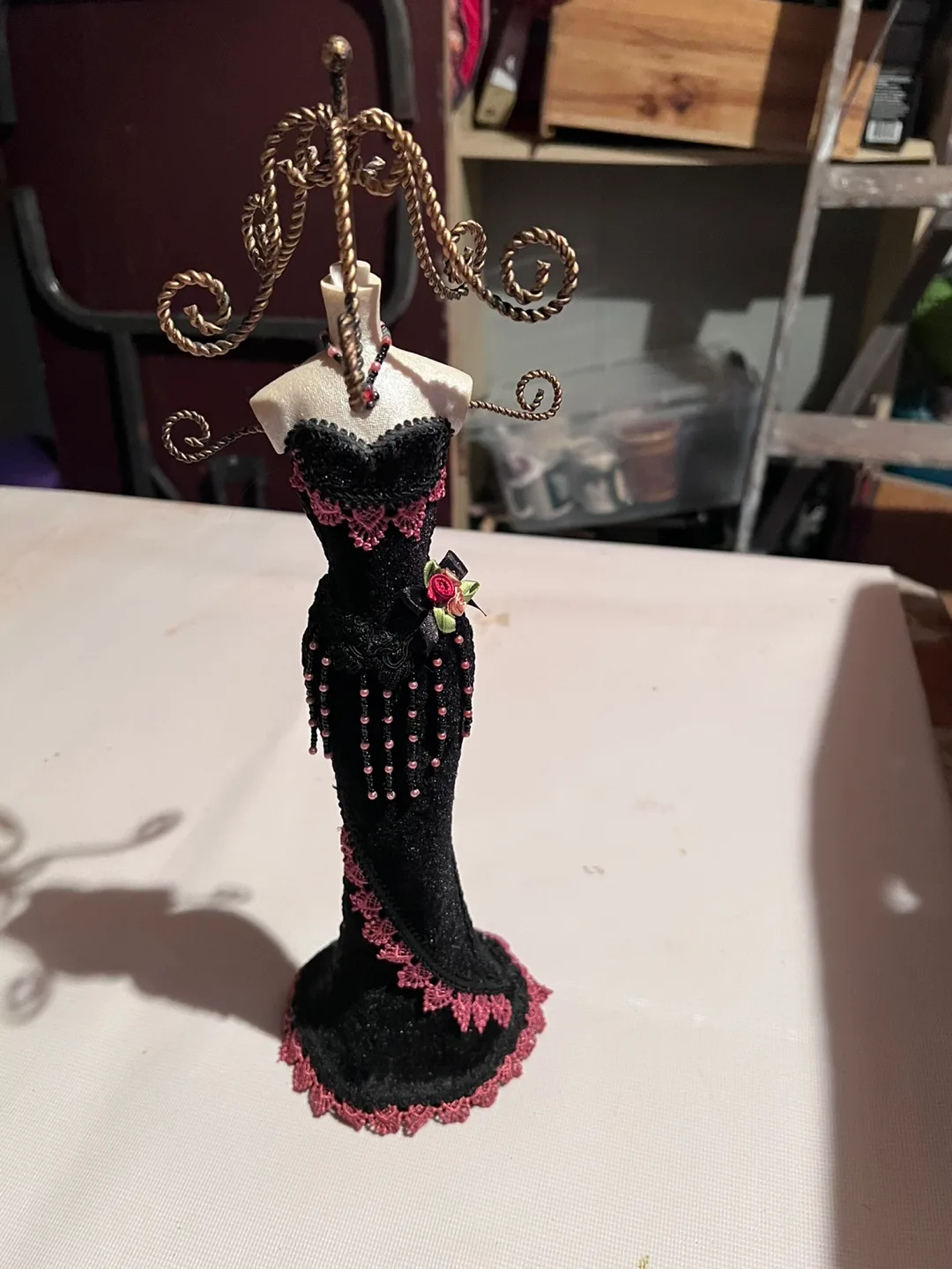 Decorative Dress Form Figurine - Black & Pink thumbnail