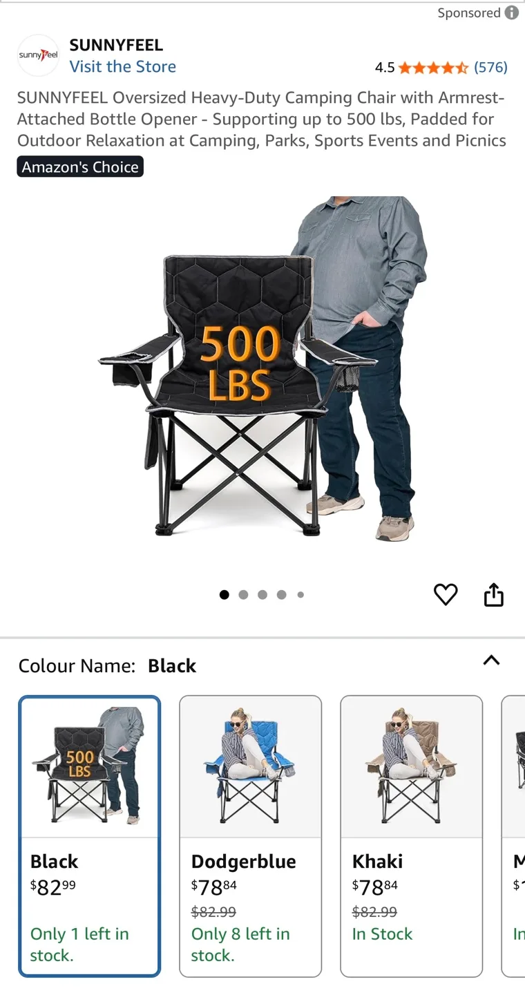 Sunnyfeel oversized heavy-duty Camping Chair 🇨🇦 image indicator(6)