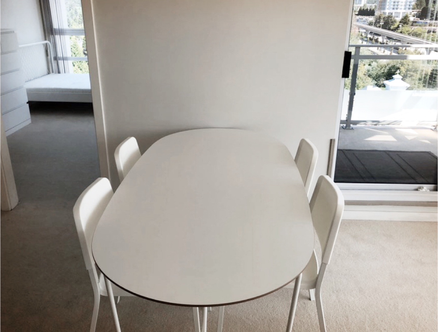 White Dining Table with 4 Chairs