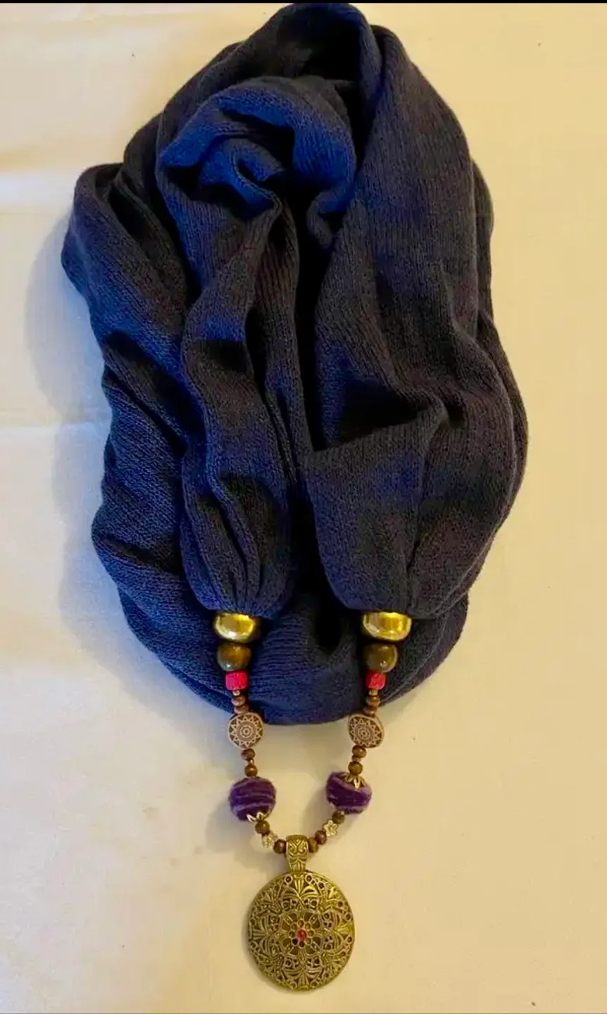 Infinity Handmade Scarf With Jewelry Piece Decor For Sale! thumbnail