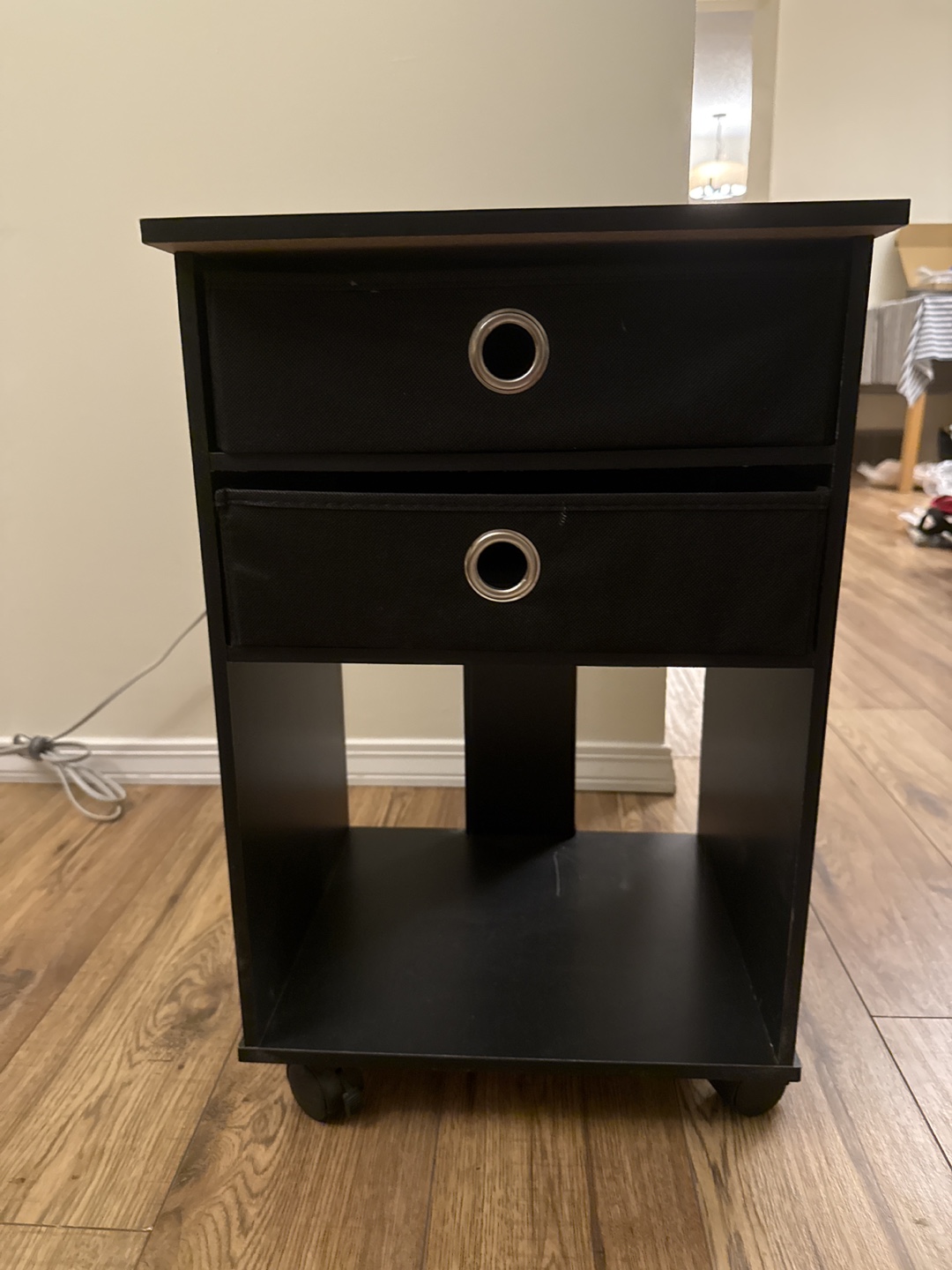 Black 2-Drawer Bedside Table