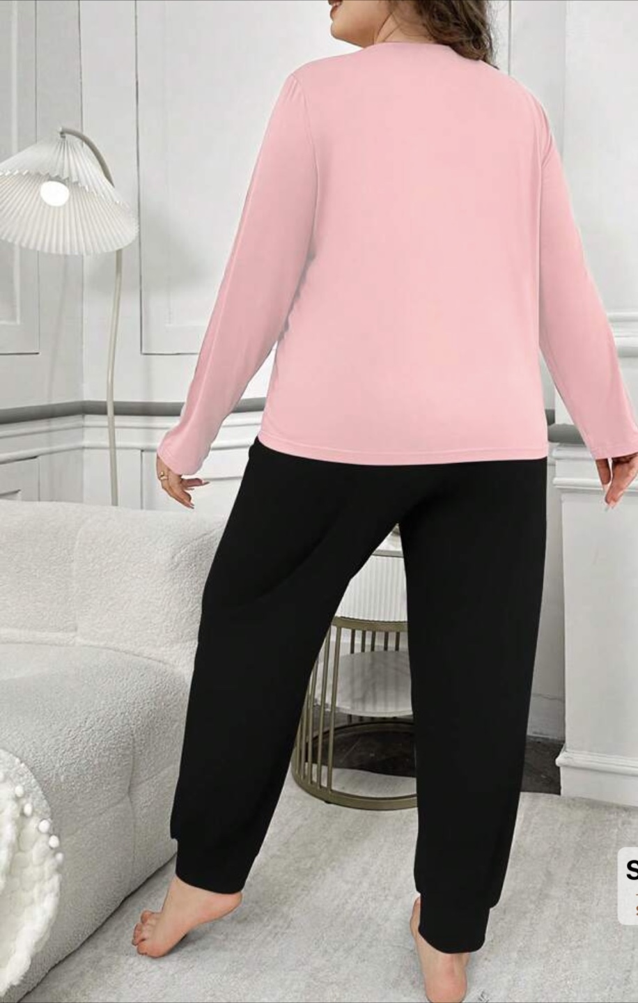 Curve Pink & Black Pajama Set - photo 4