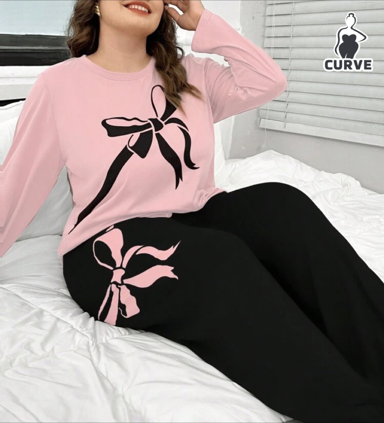 Curve Pink & Black Pajama Set