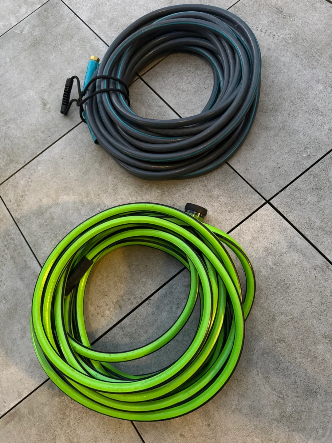 Two Garden Hoses - Green and Grey about 100 ft image indicator(2)