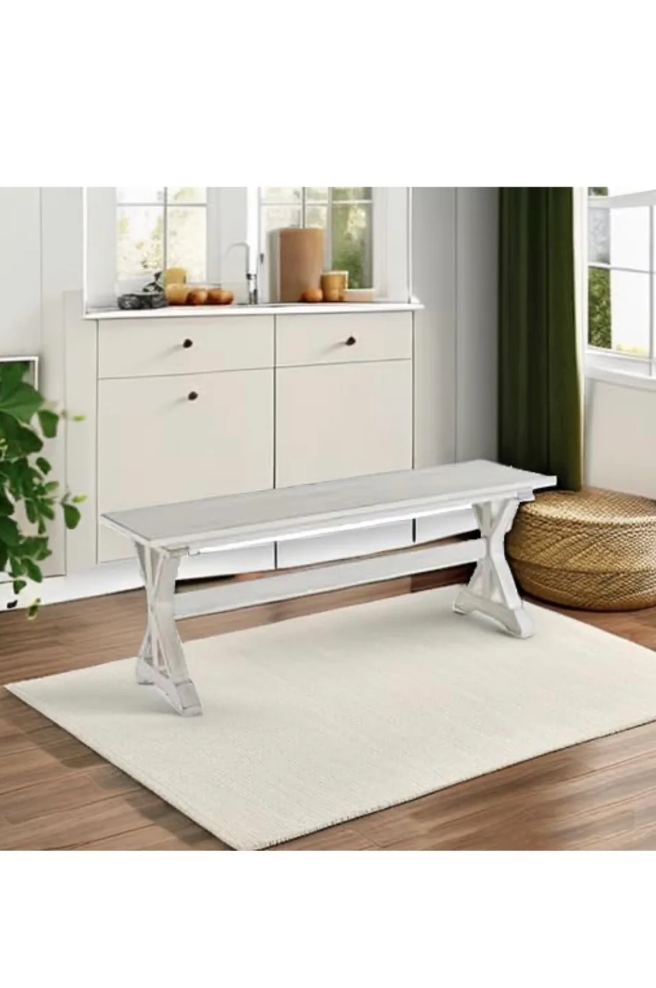 Boraam Jamestown Antique White Dining Bench thumbnail