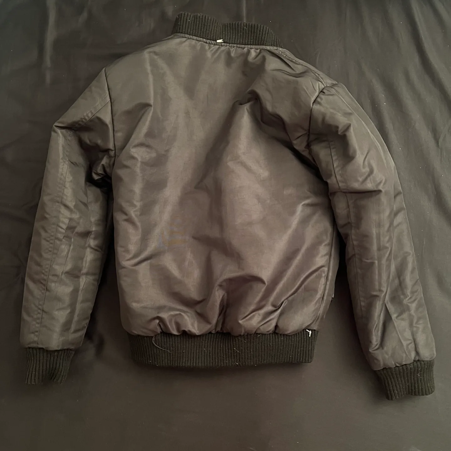 Reversible Unisex Blue&White Camo/Black Bomber Jacket image indicator(6)