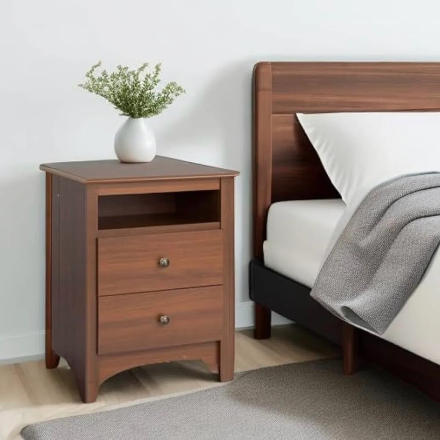 Nightstand with 2 Drawers - Brown thumbnail