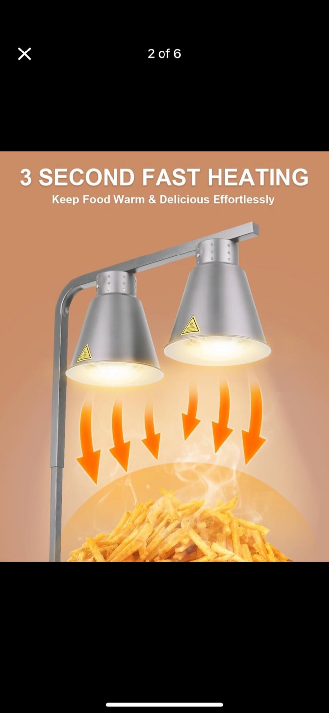 Food Heat Lamp-2 Rapid-Heating Bulbs Included - photo 4