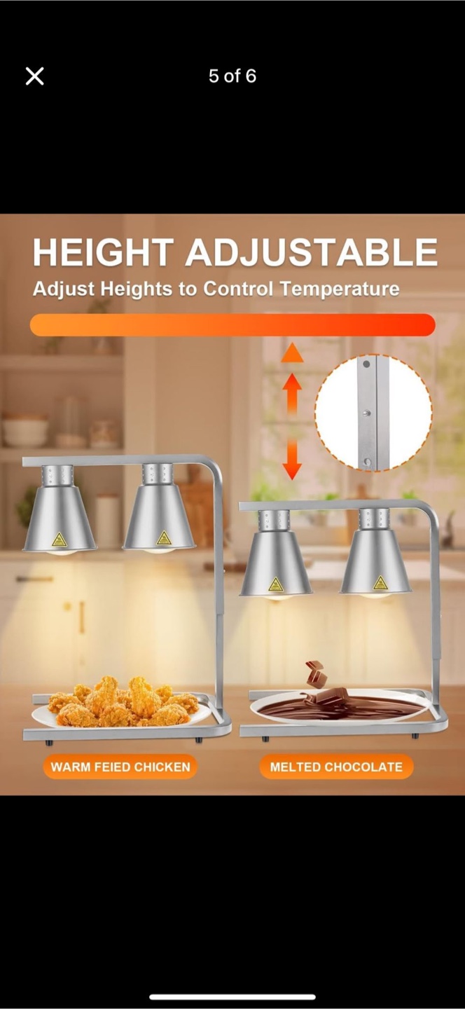Food Heat Lamp-2 Rapid-Heating Bulbs Included - photo 3