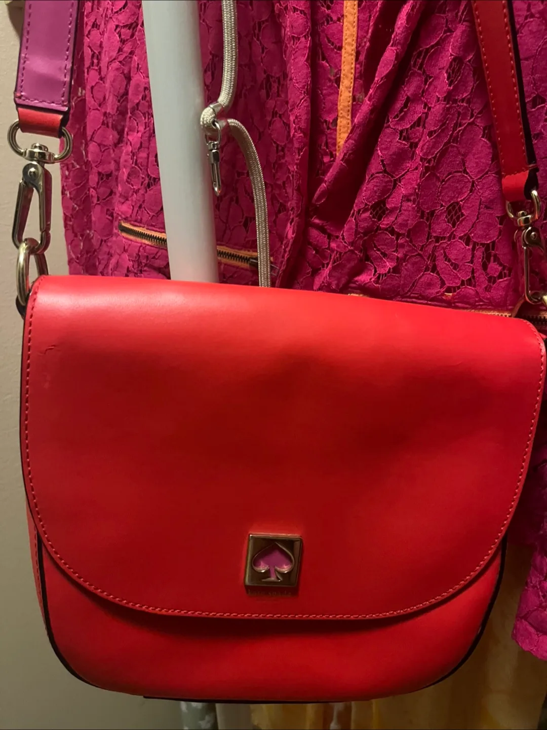 Kate Spade orange Red Leather Shoulder Bag thumbnail