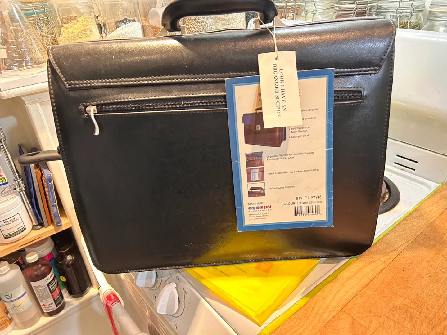 Brand new old school black brief case image indicator(3)