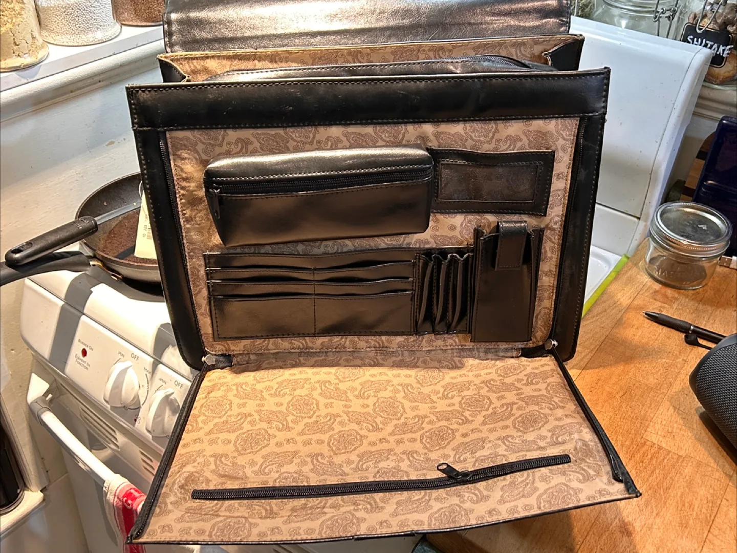 Brand new old school black brief case image indicator(2)