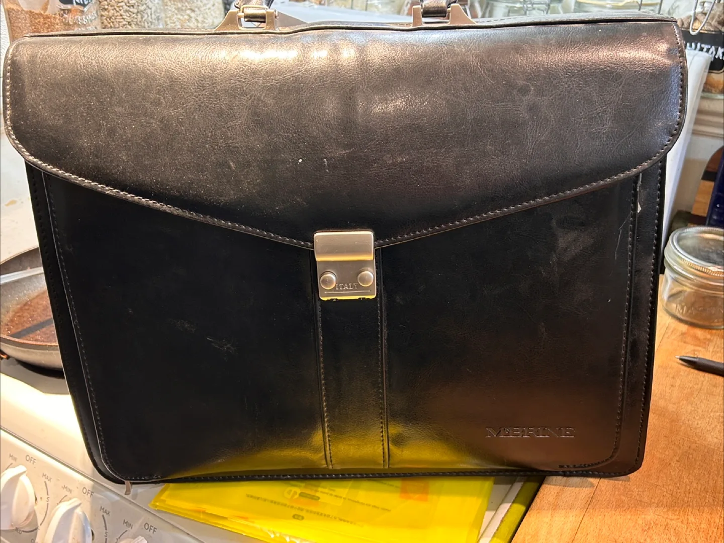 Brand new old school black brief case thumbnail