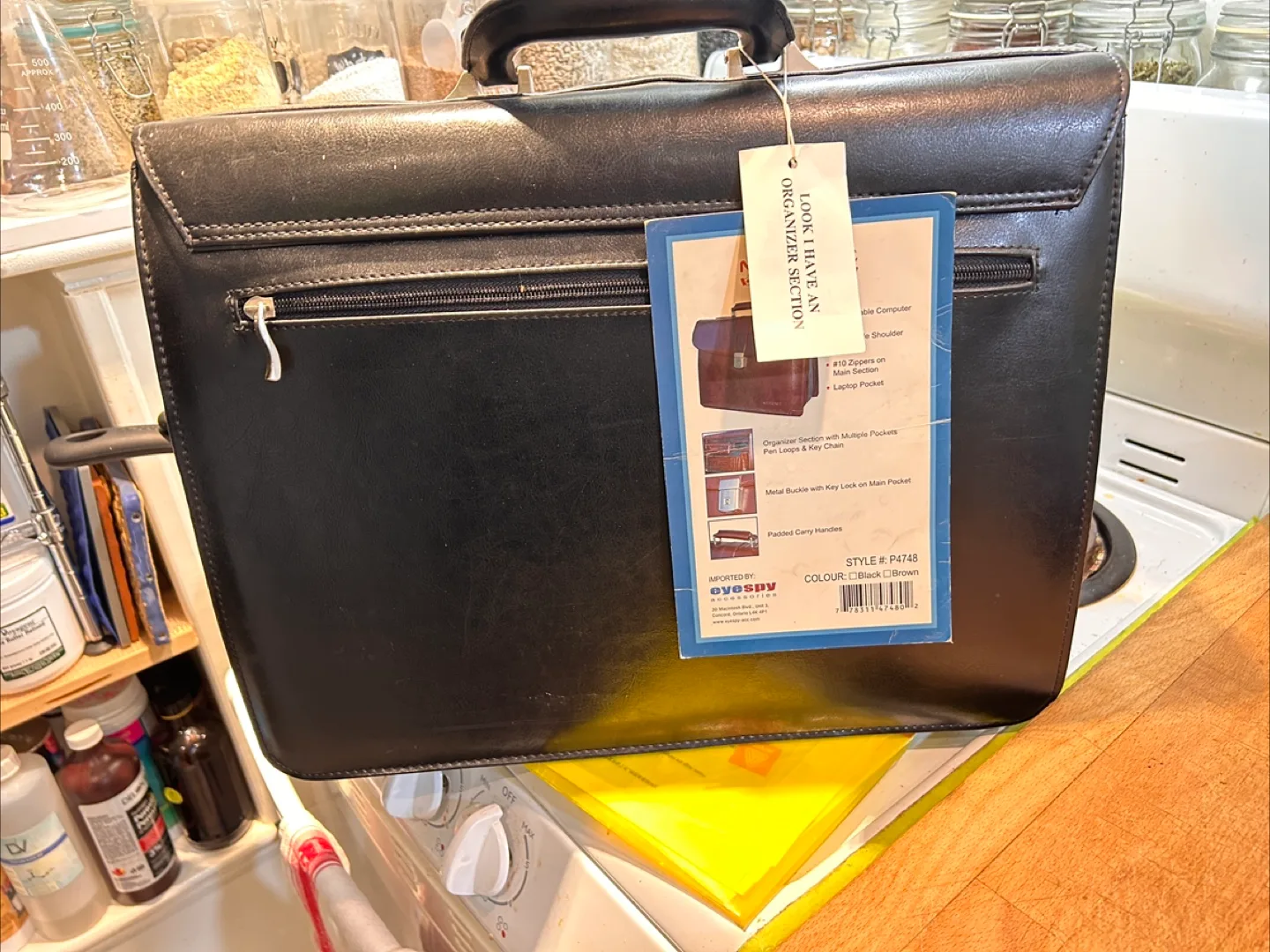 Brand new old school black brief case image indicator(5)