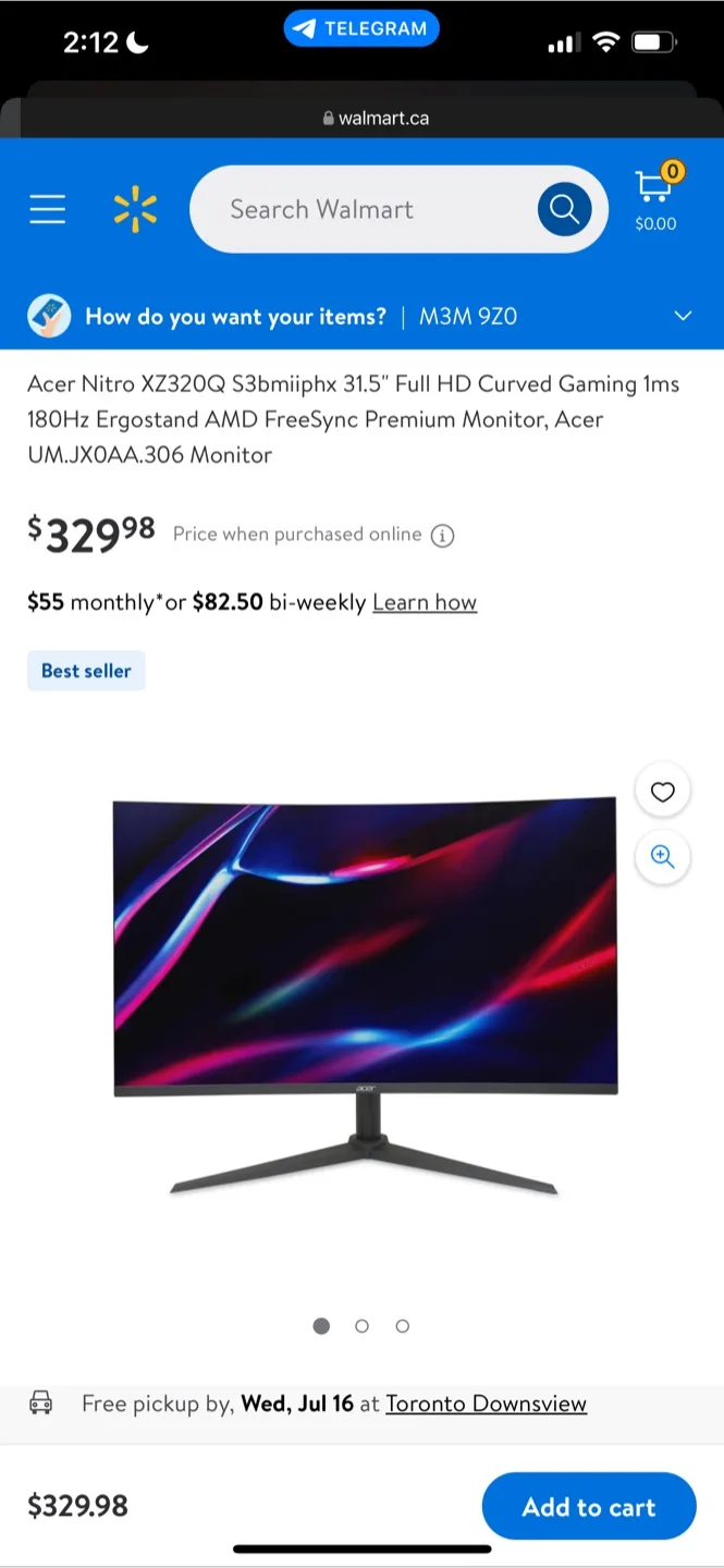 Acer Nitro XZ320Q 31.5" Curved Gaming Monitor thumbnail